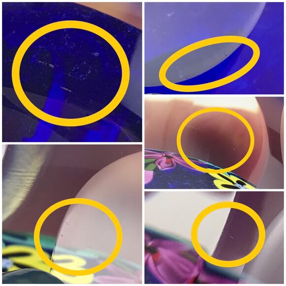 Perthshire 1999E Bouquet on Blue Lampwork Clematis Flower Faceted Paperweight - Picture 10 of 13